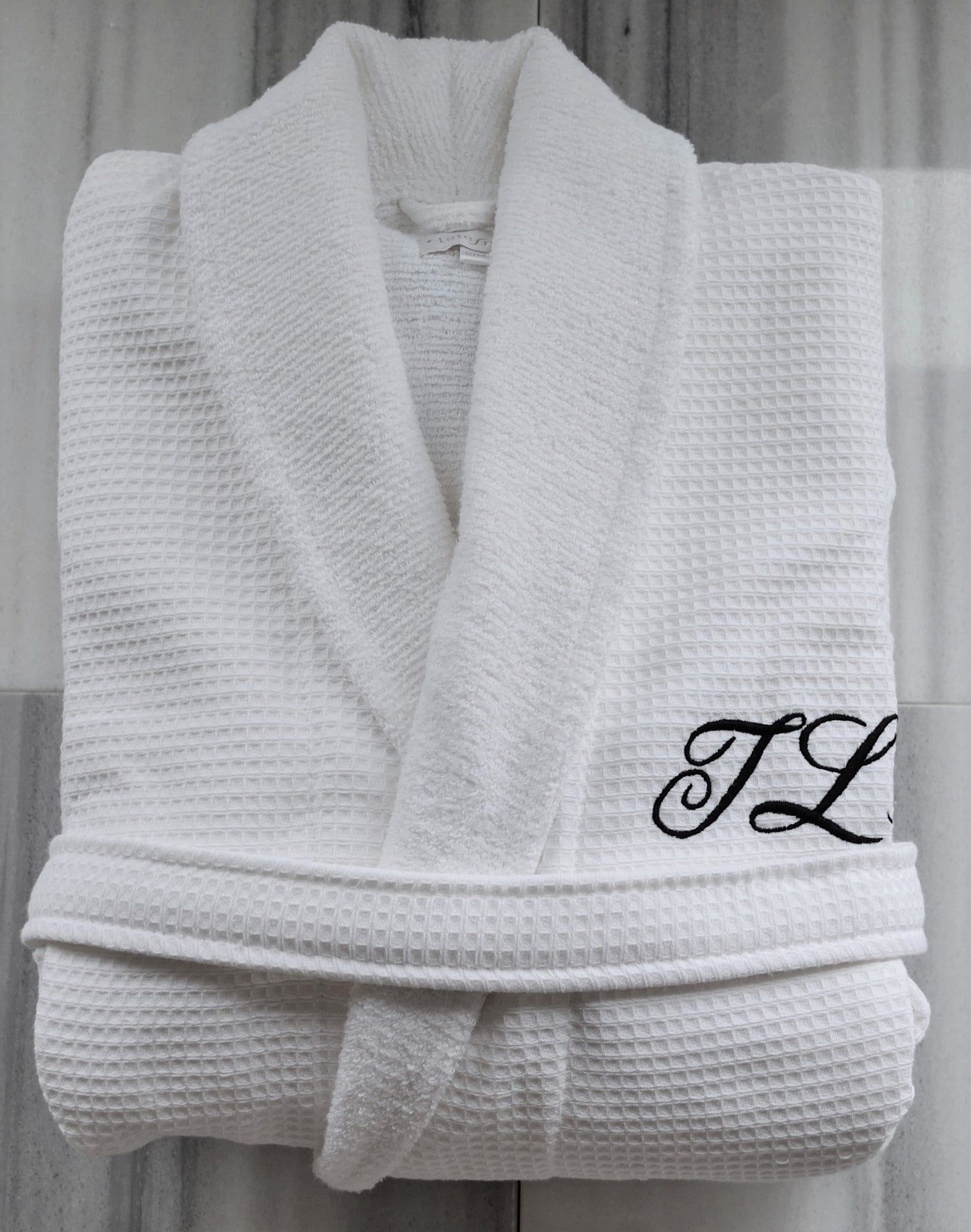 Monogrammed Shawl Terry Bath Robe - White