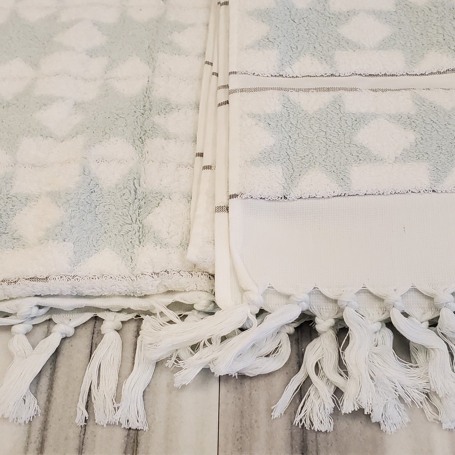 Safiye Sultan Towel - White/Ice Blue - Bath Sheet