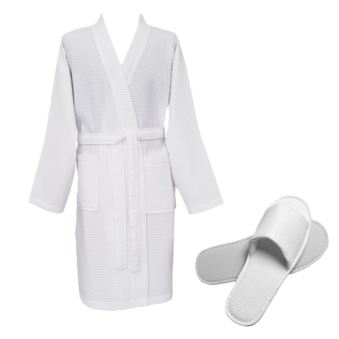 Waffle Kimono Bath Robe & Slippers