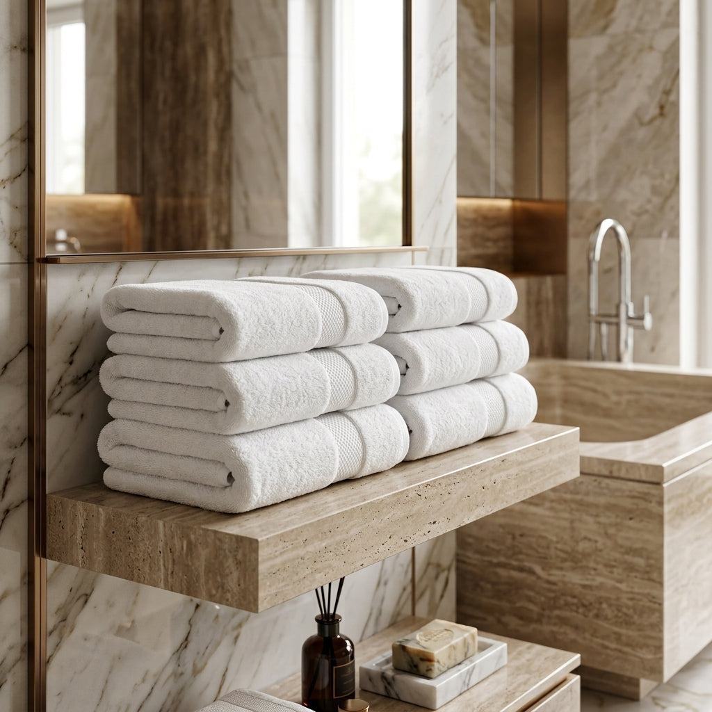 Bamboo - Set of 6 White Bath Towels