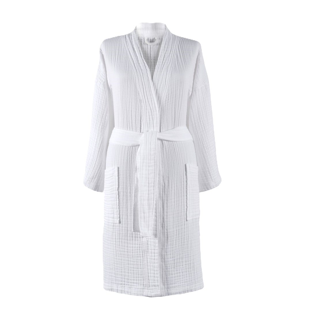 Muslin Kimono Bathrobe - White