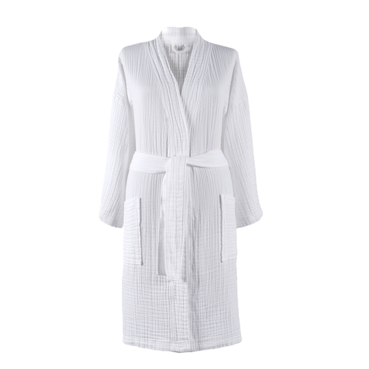 Muslin Kimono Bathrobe - White