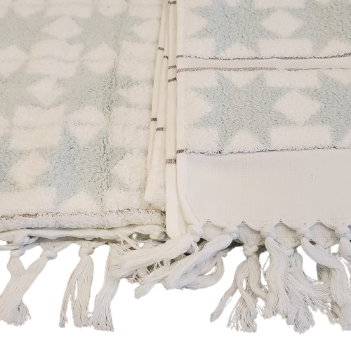 Safiye Sultan Towel - White/Ice Blue - Bath Sheet