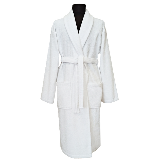 Monogrammed Shawl Terry Bath Robe - White