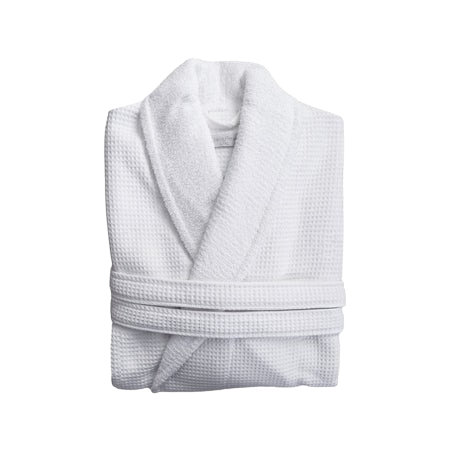 Monogrammed Terry Waffle Shawl Bath Robe - White