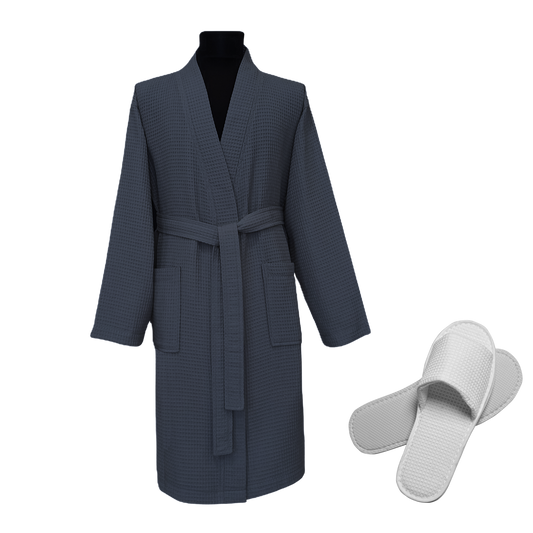 Waffle Kimono Bath Robe & Slippers