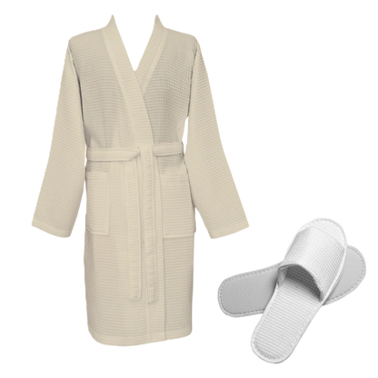 Waffle Kimono Bath Robe & Slippers