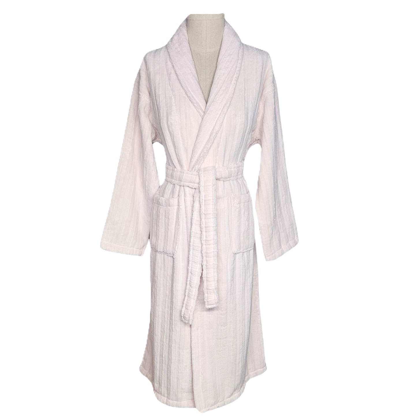 Wavy Plush Pile Bathrobe - Soft Pink