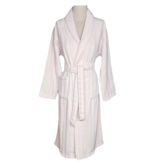 Wavy Plush Pile Bathrobe - Soft Pink